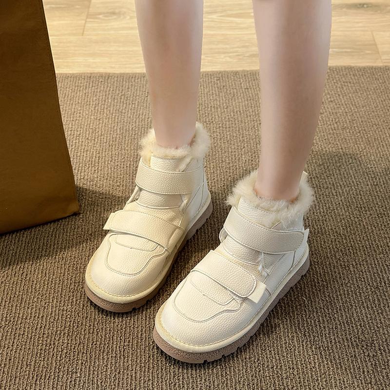 Women's Snow Boots Wool Integrated Fur Keep Warm Snow Boots Women Platform Flats Heel Shoes Winter Boots Non Slip Casual Boots