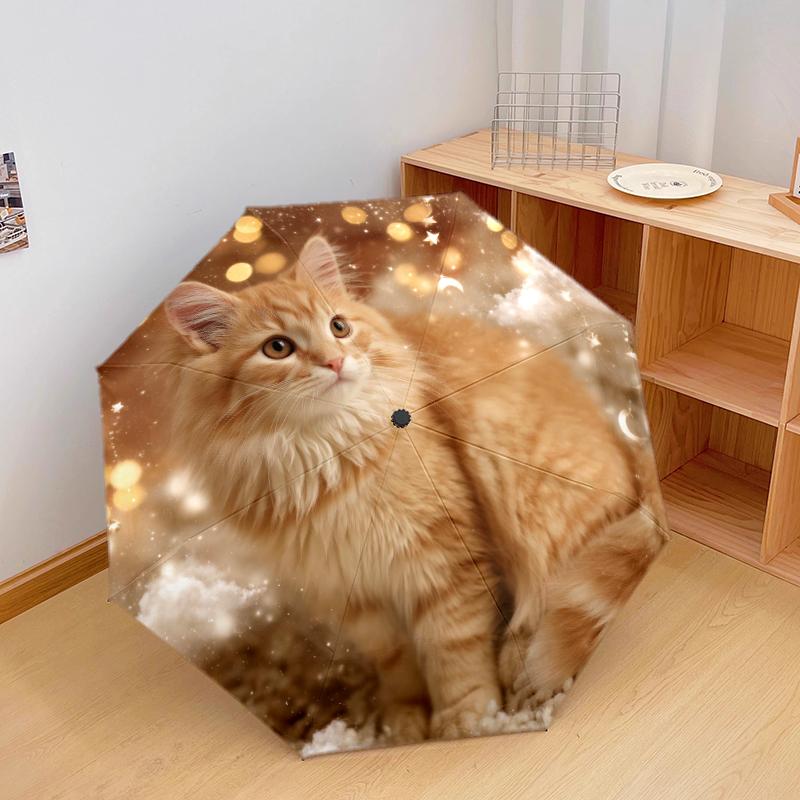 1 Pezzo Ombrello Pieghevole Automatico - Fantasia Gatto Carino, Design Portatile e Pieghevole con 8 Stecche, Regali di Natale e Compleanno