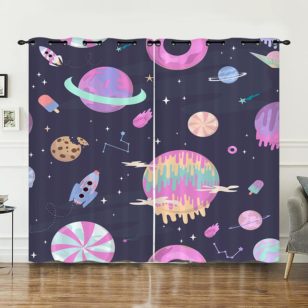 Curtain Bedroom Curtain Digital Printing Astronaut Planet Blackout Curtain Cloth