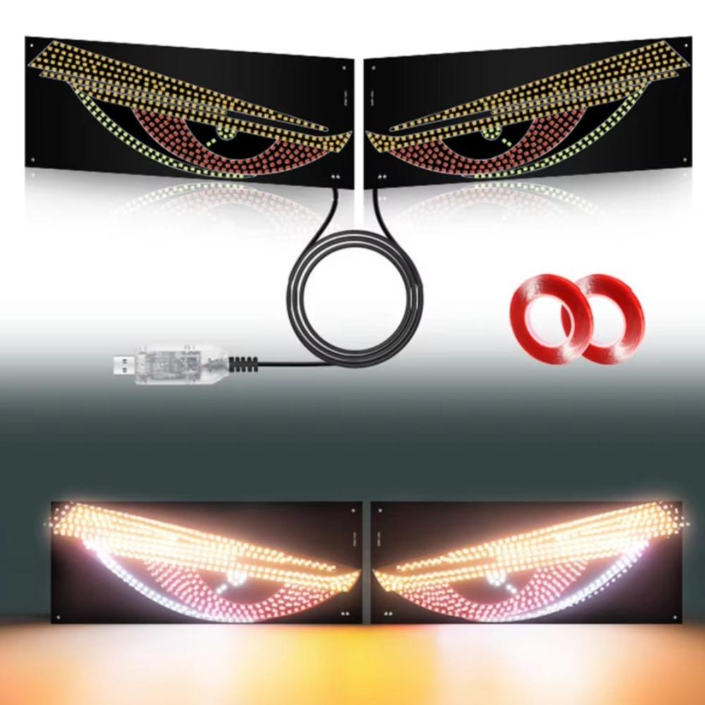 RGB Dynamic Truck Devil Eyes Light Multi-Mode Pixel Panel Lamp Creative Demon Eye Light  Car Decor
