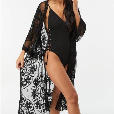 2024 Lace Beach Pareo Beachwear Μαγιό Cover up Playa Pareo Tunics for Beach Kimono Swimwear