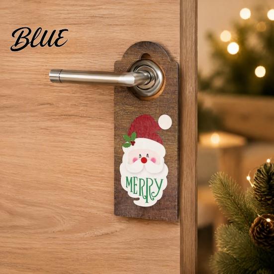 Indoor Holiday Door Ornament Wooden Christmas Hanger, Santa Claus Snowman Stocking Patterns Winter Party Sign Knob for Home Party, Festive Decorations