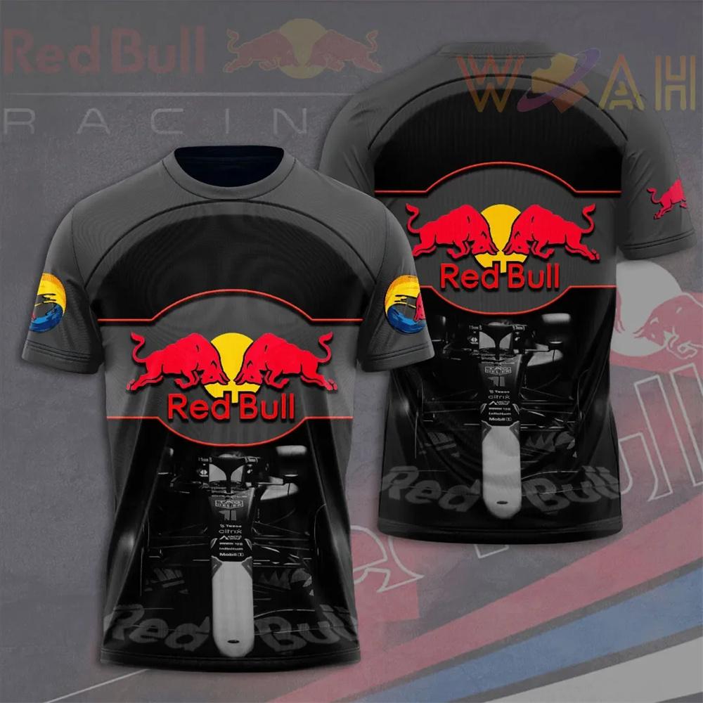 Red Bull Men's Summer T-shirt, Extreme Sports T-shirt, Red Bull 3D Printed Large Racing T-shirt, Red Bull Clothing