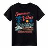 Summer Vibes Retro Beach Palm Tree Graphic Casual Cotton T-Shirt for Men Women