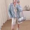 Lace Lace-up Lapel Knitted Cardigan Top Autumn and Winter New Loose Lazy Sweater Jacket Women