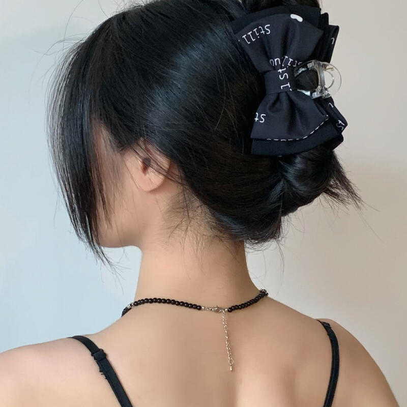 Torin lettering updo ribbon long hair hair clip ivory