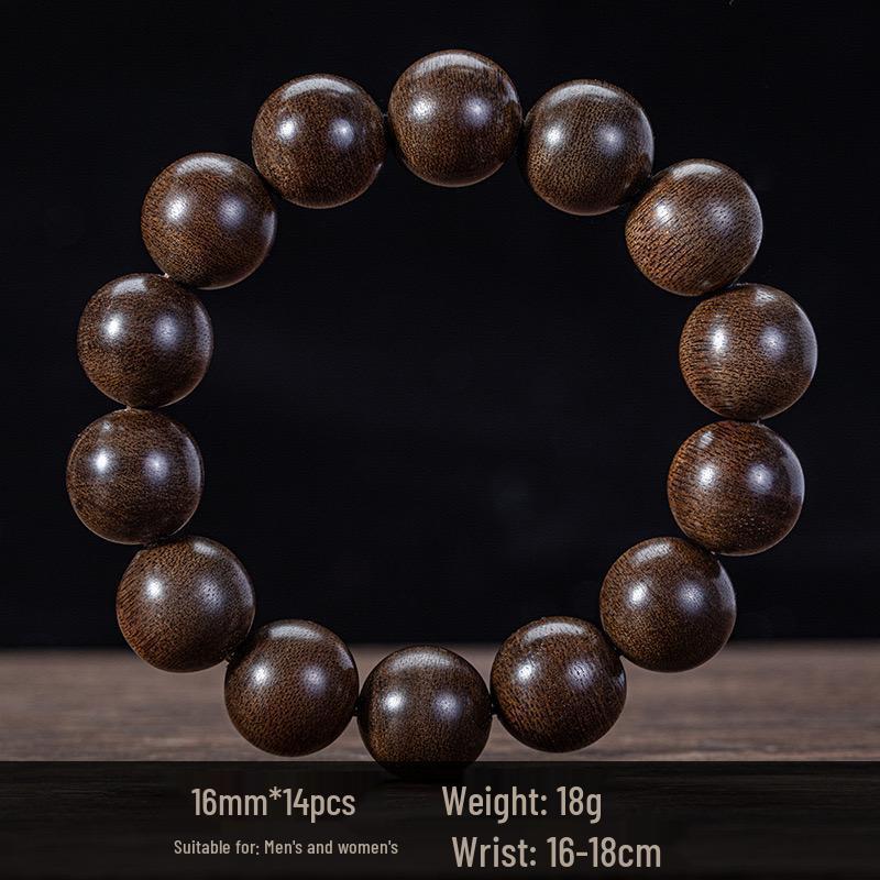 Brunei Agarwood 108-Bead Black Oil Bracelet: Natural Unisex Buddhist Wooden Beads