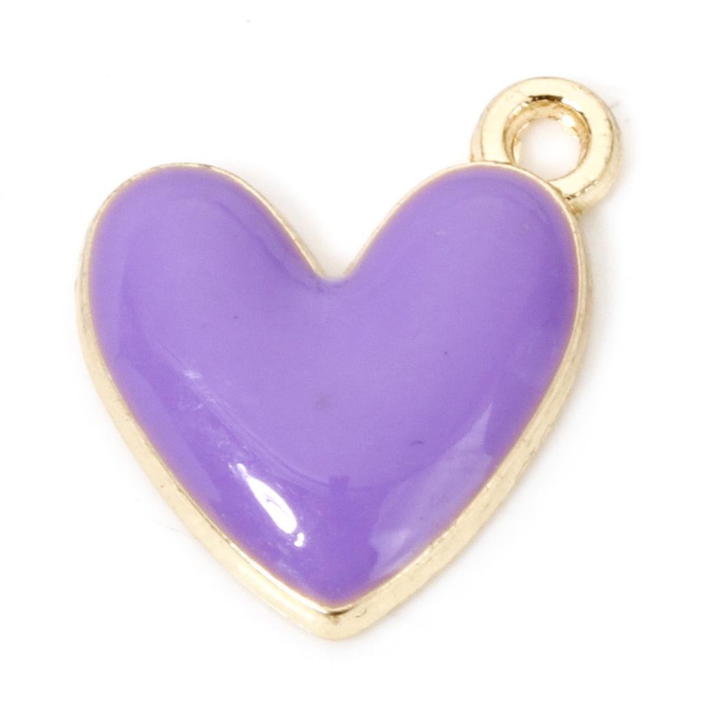 20 PCs Zinc Based Alloy Heart Valentine's Day Charms Gold Color Multicolor Enamel Metal Pendants For Jewelry Making 16mm x 15mm