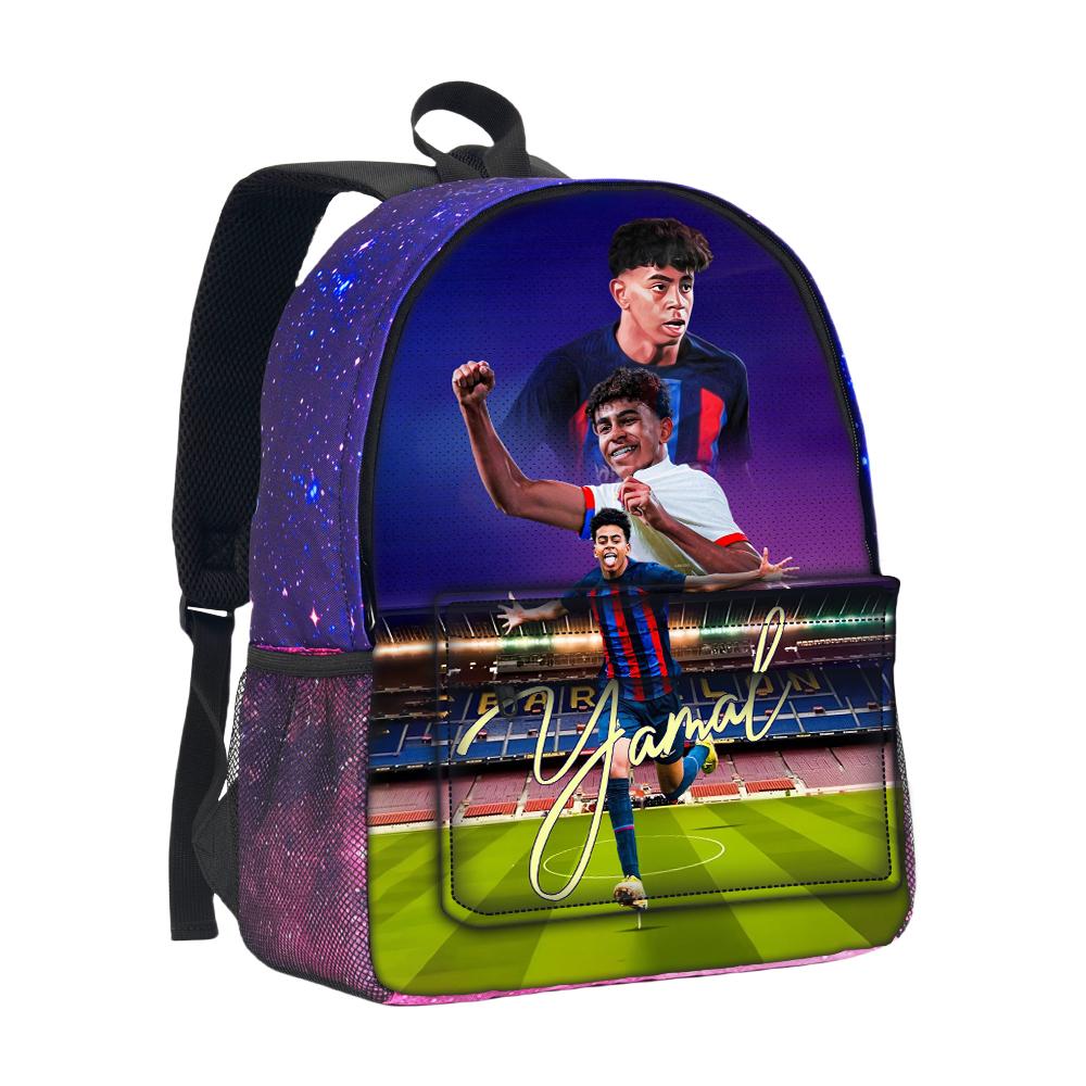 Zaino per Ragazzi e Ragazze Zainetto Stella del Calcio Cielo Stellato Zaino Borsa da Scuola L-Lamin Yamal Grande Capacità Mochila Rucksack Scuola