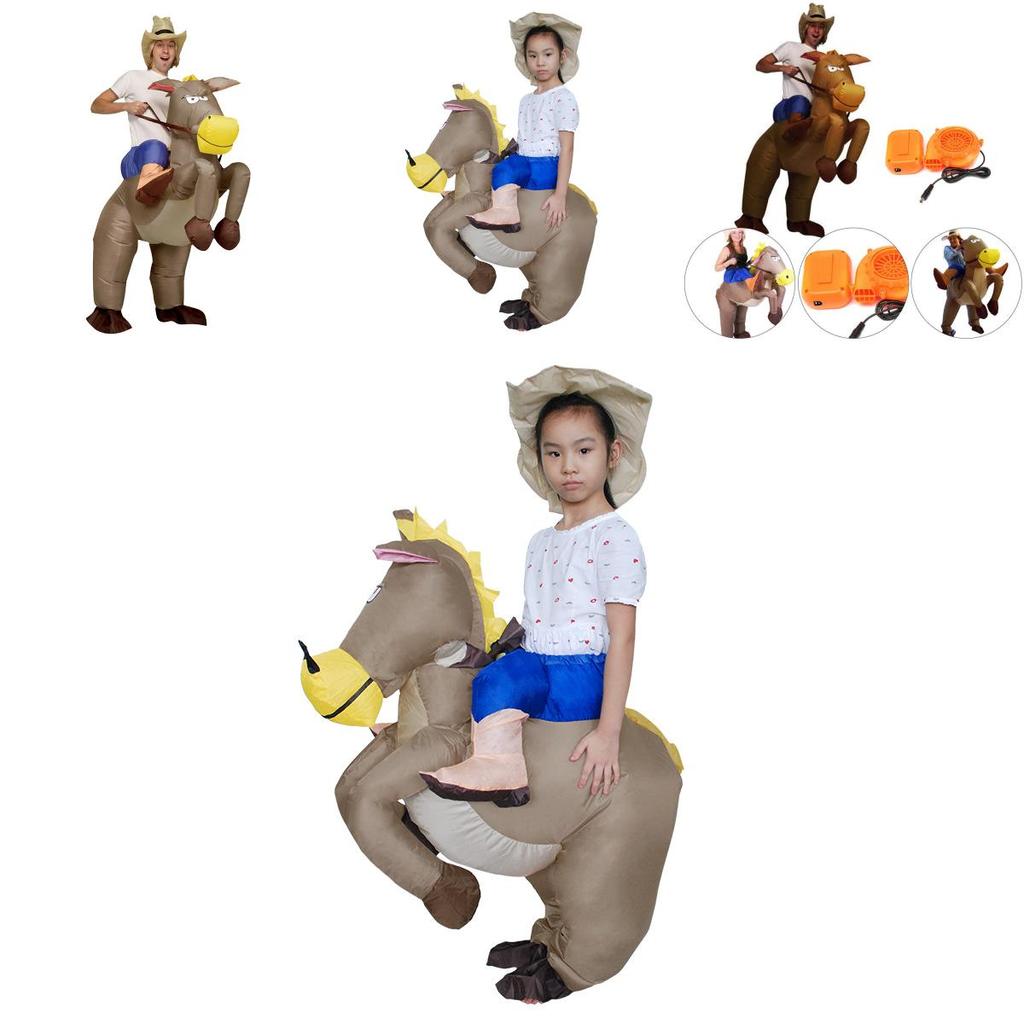 Vielseitiges aufblasbares Pferd und Jockey Kostüm für Erwachsene und Kinder Faschingsspaß