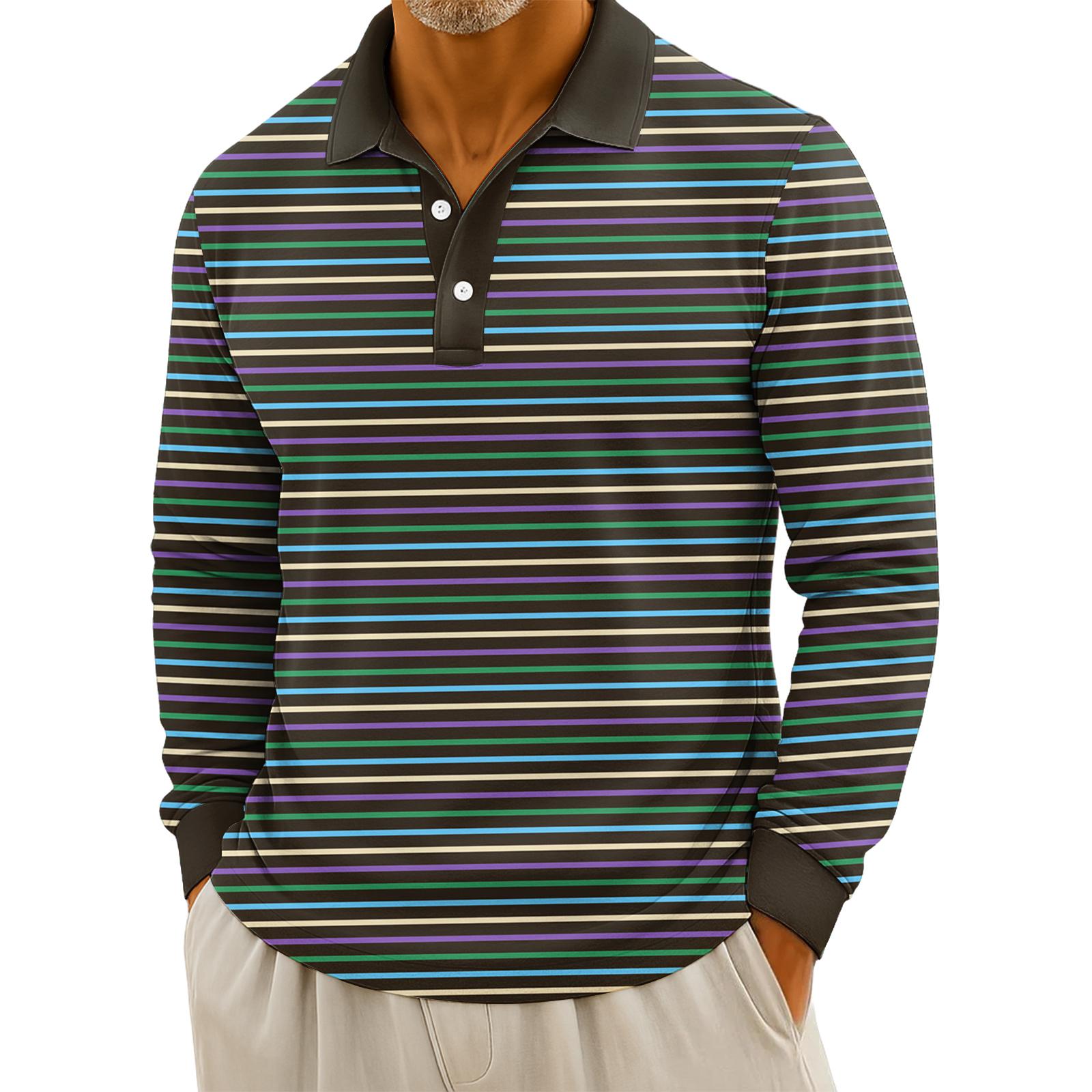 

Мужские повседневные топы с длинными рукавами на пуговицах с полосатым принтом XXXXL