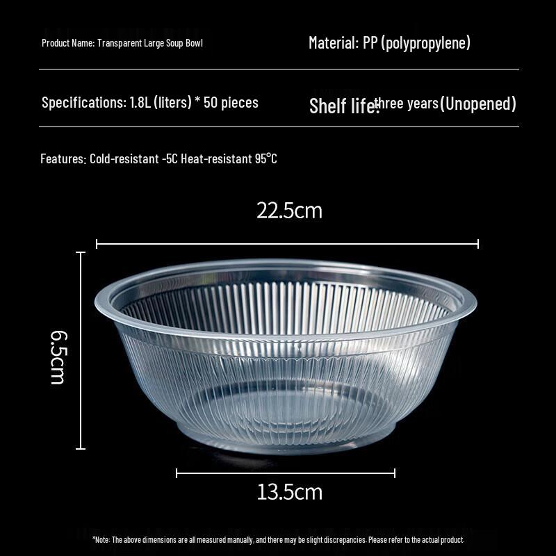 Fang Cao Di Disposable Paper Bowls, 1800ml, Pack of 50