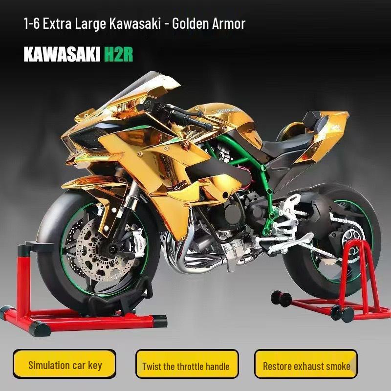 

XL Key Start 1:6 Electric Gold Kawasaki H2R Alloy Motorcycle Model