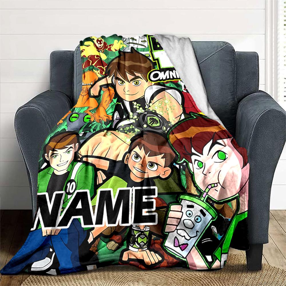 Customizable Ben10 Throw Blanket – Personalized Name, All-Season Cozy Snug Blanket, Machine Washable, Personalized Blanket