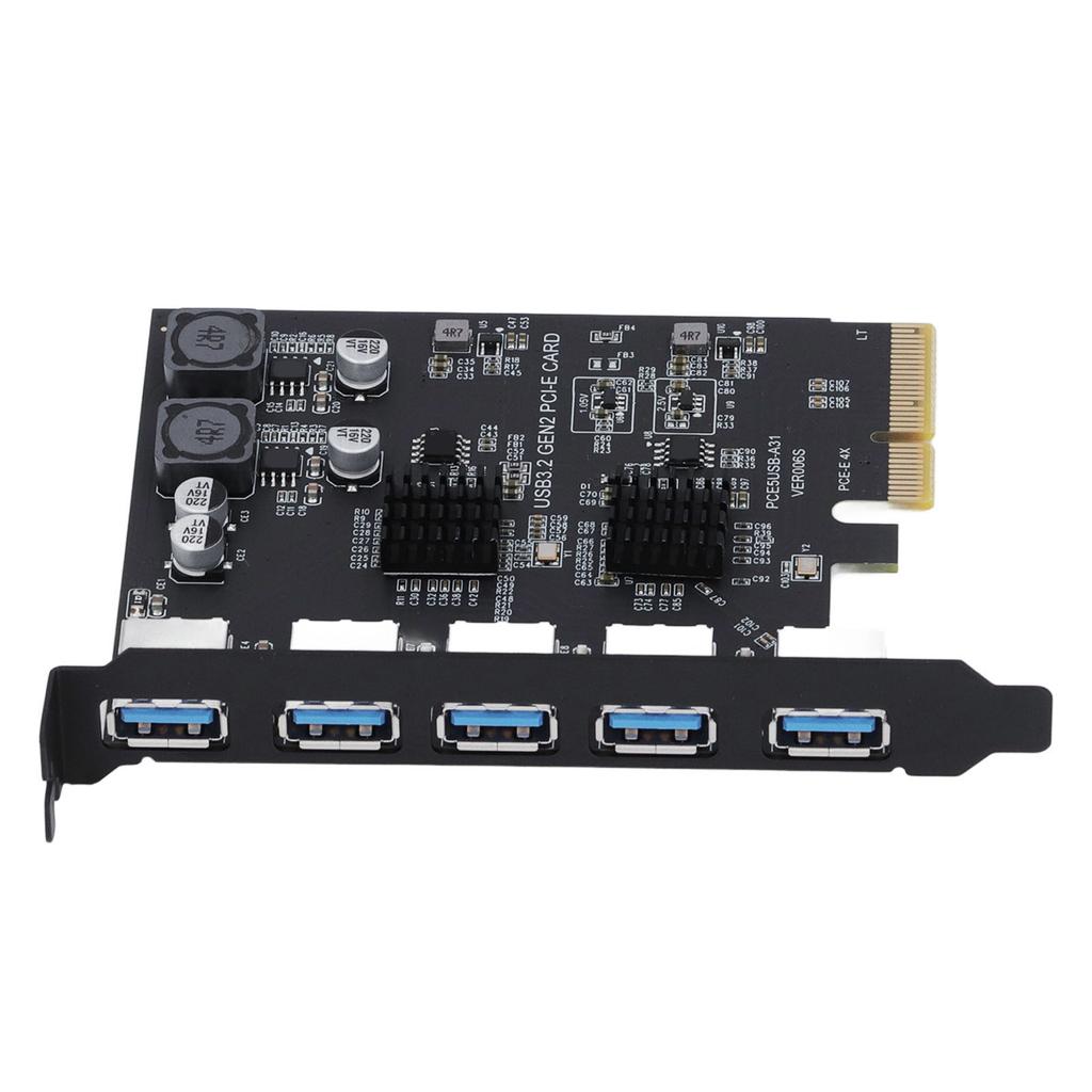 USB 3.2 Gen 2 Expansion Card 5 Port TYPE A PCI Express Card for ASM3142 10Gbps Plug and Play for Desktop PC