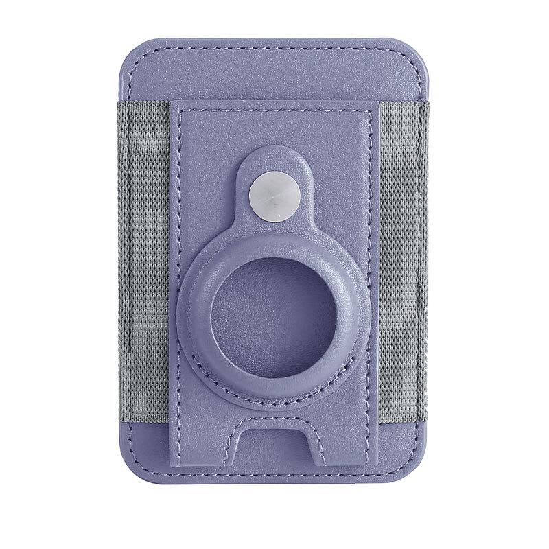 Leather Magnetic Card Holder for AirTag Locator - Strong, Elastic, MagSafe Compatible ID Wallet