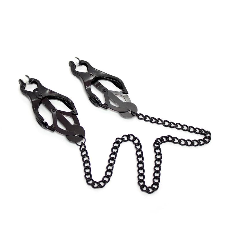Erotic BDSM Unisex Metal Japanese Clover Style Body Nipple Clamps Brutal Bondage Restraint Dark Chain Sex Toy