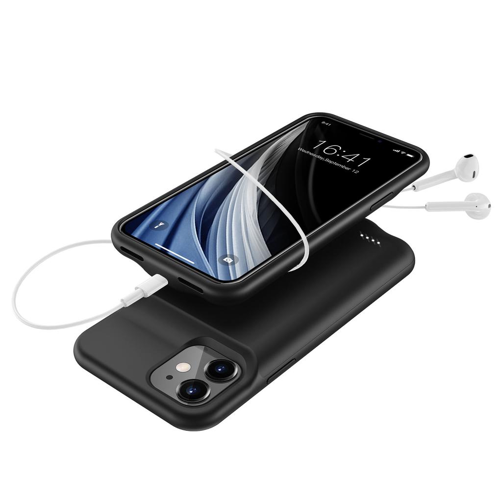 6000mAh Rechargeable Battery Mobile Phone Charger Cover Case for iPhone 12 mini 5.4 inch-Black