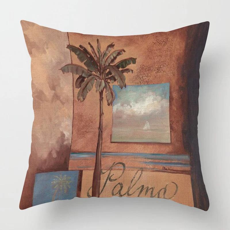 Home Decor Tropical Palm Tree Pattern Pillow Covers Pattern Cushion Cover Suitable for Sofa Bedroom Car Pillow Cover