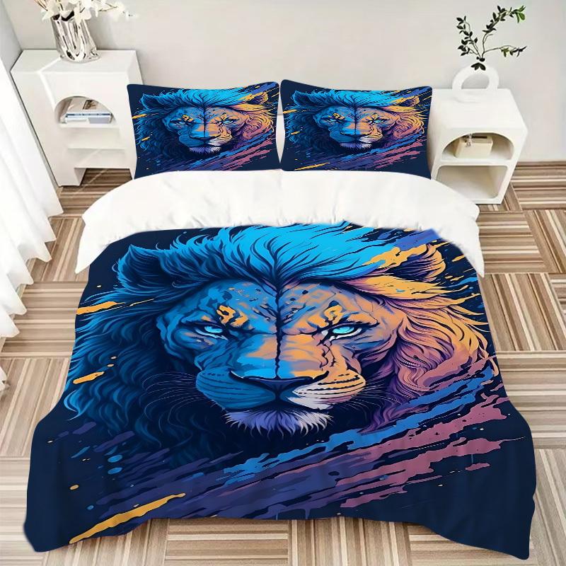 3pcs Bedding Set Lion Includes 1 Comforter + 2 Pillowcases, Without Pillow Inserts, Soft Comfortable,Bedding Set,a0909022
