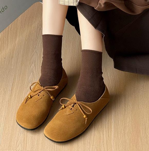 Fashion Soft Premium Frosted Cowhide Women's Flats Casual Shoes 2025 Lightweight Comfortable Trendy Shoes Flat Soft Sole Tide