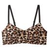 Leopard Print Push-Up Bra for Large Breasts: Slimming, Side Fat-Gathering, Anti-Sag, Sexy Back Design