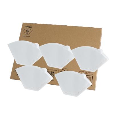 HARIO Trapezoidal Coffee 200 Filters Filters X 5 Made In FSC 01 W Filters, 1-2 Cups, (40 Packs), Japan, Certified, Paper, White, PEF-01-40W-5S-AZ+