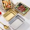 Rectangle Oven Tray for Casserole Bread Pizza Stainless Steel Deep Roasting Pan with Portable Handle Kitchen Accessories