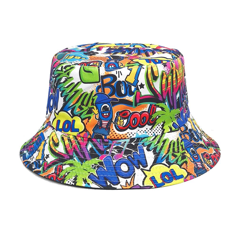 Casquette de pêcheur Graffiti Mode Unisexe Été Extérieur Protection Solaire Chapeau Bob Femmes Hommes Soleil Gorras - Décoration Solaire Hiphop (as the picture,56-58cm) black