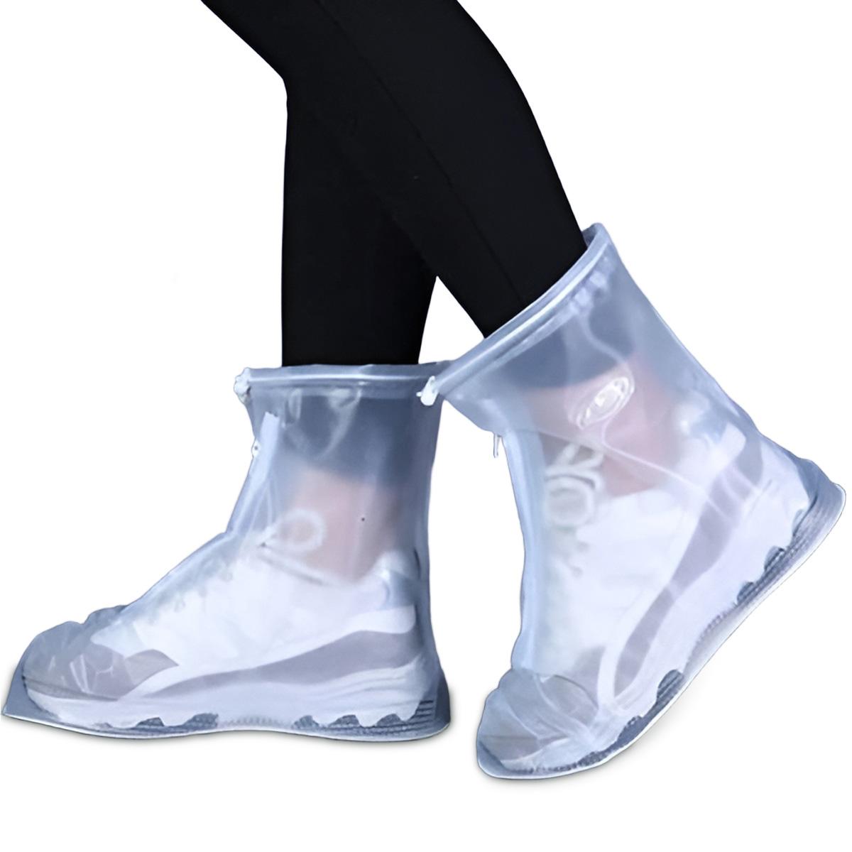 

1 Pair Rain Boot Waterproof Shoe Covers Sandproof and Non-Slip PVC Shoe Covers Suitable for Camping Fishing Outdoor Travel M белый