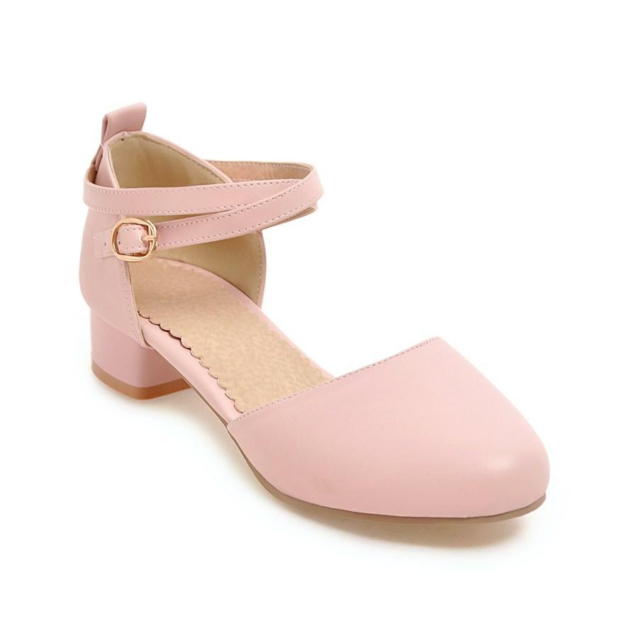 Girls High Heels Shoes Kids Sandals Wedding Party Mary Jane Princess Shoes Women Comfort Chunky Heel Round Toe Shoes Size 30-43