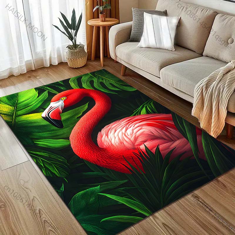 1PC Flamingo with tropical leaves Printed Carpet for Bedroom Living Room Bedside Sofa Floor Mat Modern Home Decor Area Rug