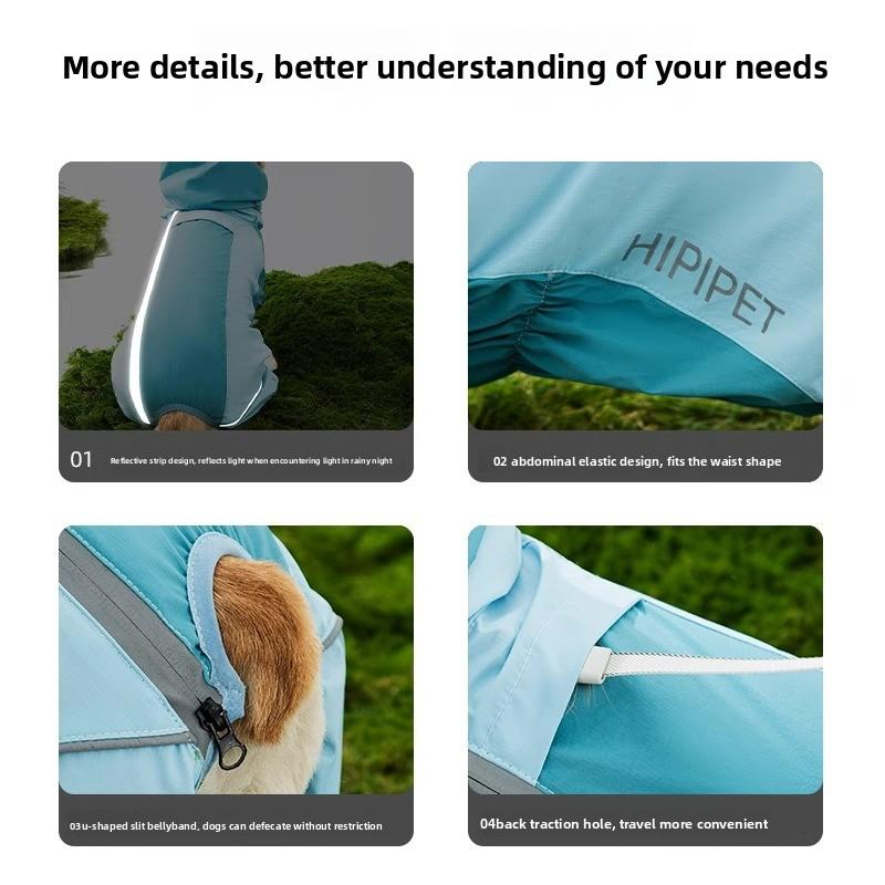 2026 Full Coverage Color Block Dog Raincoat Four Leg Waterproof Coat For Corgi Dachshund Small Medium Dogs Outdoor Wear