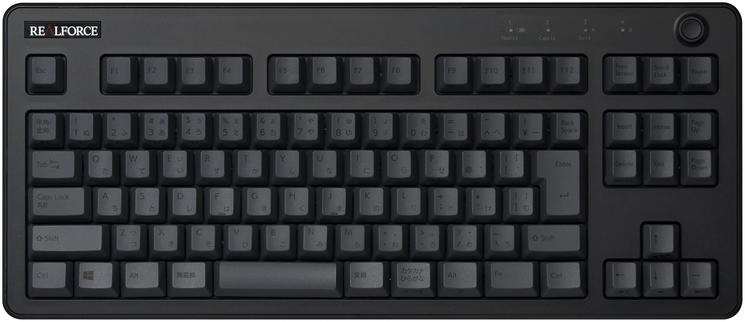 

REALFORCE R3 Hybrid Tenkeyless Keyboard, 45g, Japanese Layout, Black & Dark Gray, R3HC11