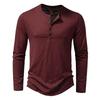 Men's Button Henley Neck Shirt Long Sleeve Casual Button Solid Color T-Shirts