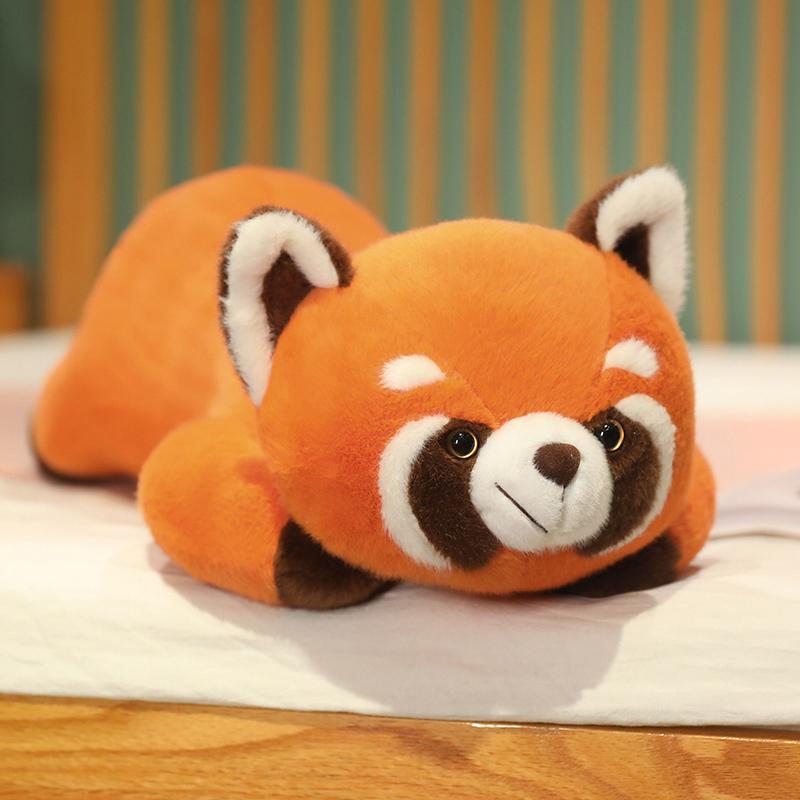 New Stuffed Anime Figure Doll Red Panda Plushie Doll Fluffy Hair Raccoon Animals Hug Throw Pillow