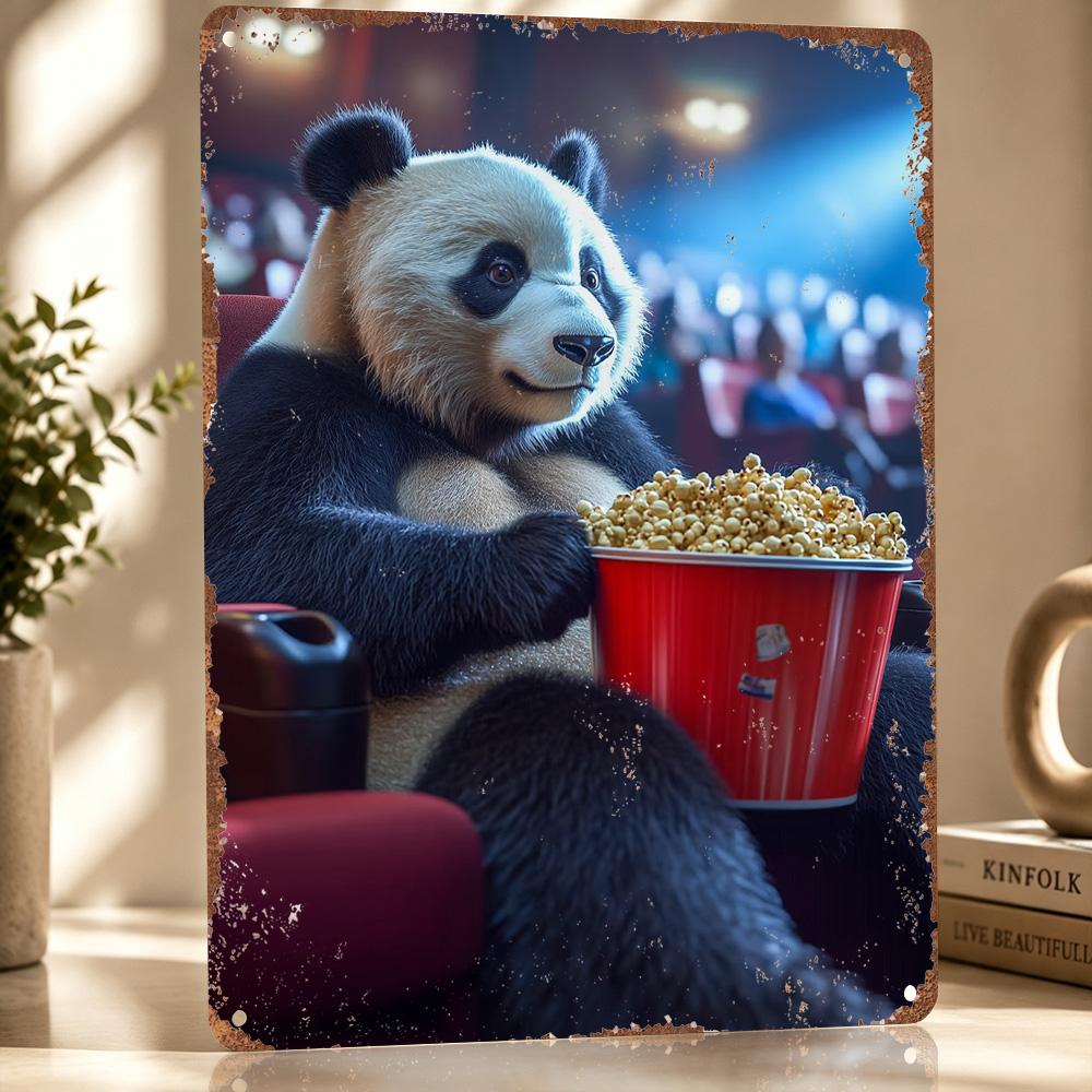 Panda At the Movies D Printed Texture Poster Personalized Wall Art Retro Metal Tin Signs for Home Decor Accessories Wand Deko
