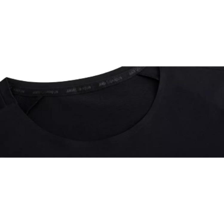 Anta Champion Outdoor Series Solid Color Breathable Versatile Short Sleeve T-Shirt Men Tops Basic-Black 152520121-4