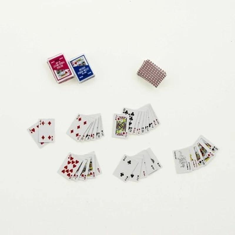 Mini Cute 1:12 Dollhouse Miniatures Poker Home Decoration Poker Cards Playing Game For Doll Kawaii Accessories