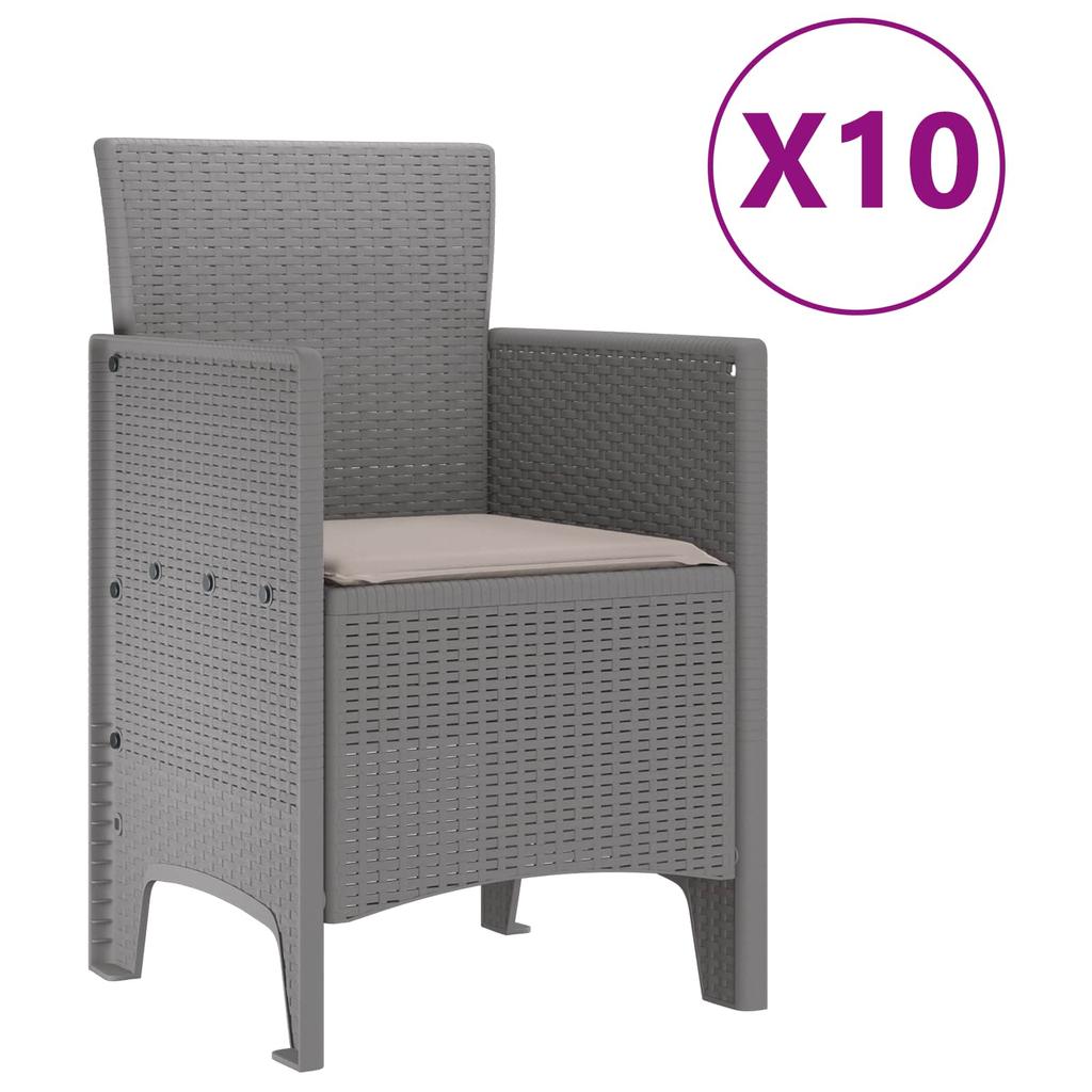 Garden Dining Set 11 pcs Light Gray Polypropylene