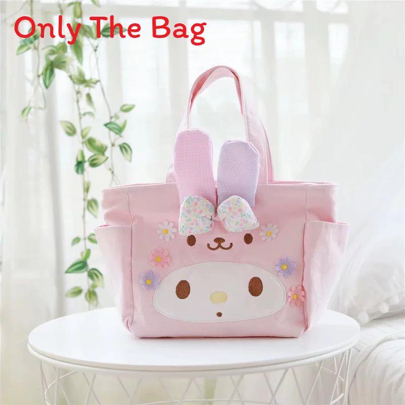 Melody Kt Easter Canvas Lunch Bag With Bow Handle For Daily Use Melody