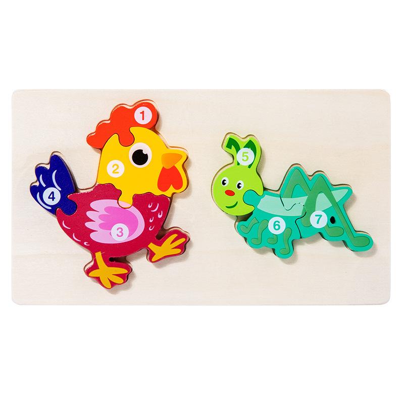 Wooden Food Chain Puzzle Animal Building Block Early Education Children Three-Dimensional Puzzle Intellectual Toy
