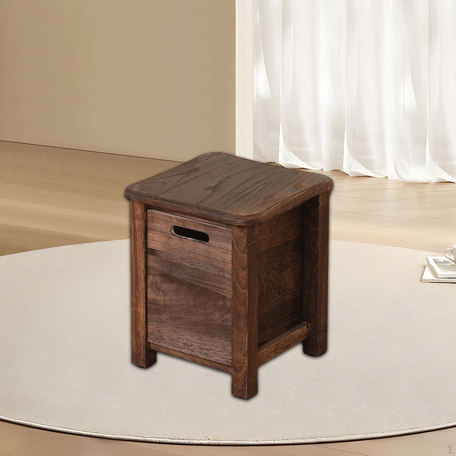 Деревянный табурет для хранения вещей небольшой переносной экономящий место с ящиком для смены обуви 30cmx30cmx35cm_Brown 4990₽