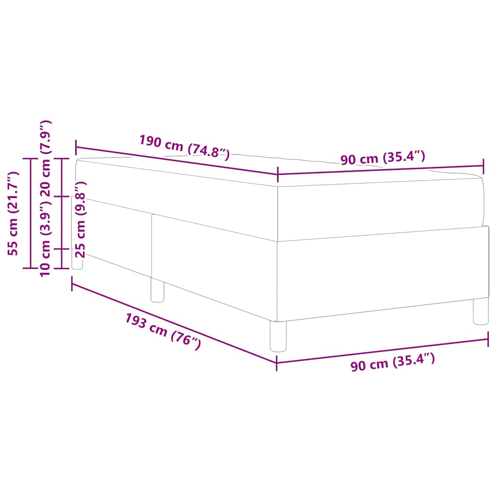Bed Frame with Mattress Light Grey 90 x 190 cm Fabric