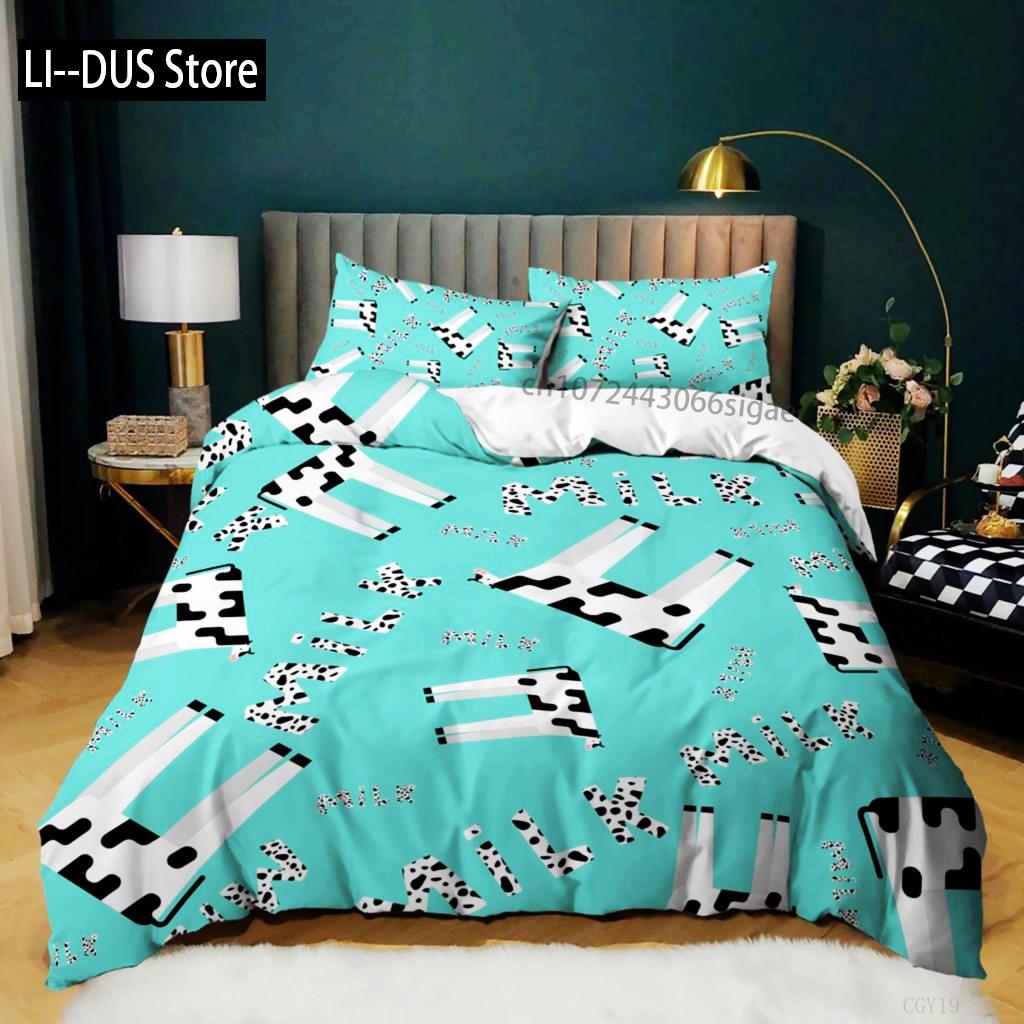 Cow Duvet Cover Set King Size Milk Cows Animal Bedding Set Microfiber Blue Sky And White Clouds Balloon Farm Theme Quilt Cover