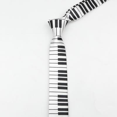 Classic Fashion Men's Skinny Tie Colorful Musical Notes Printed Piano Guitar Polyester 5cm Width Necktie Party Gift Accessory