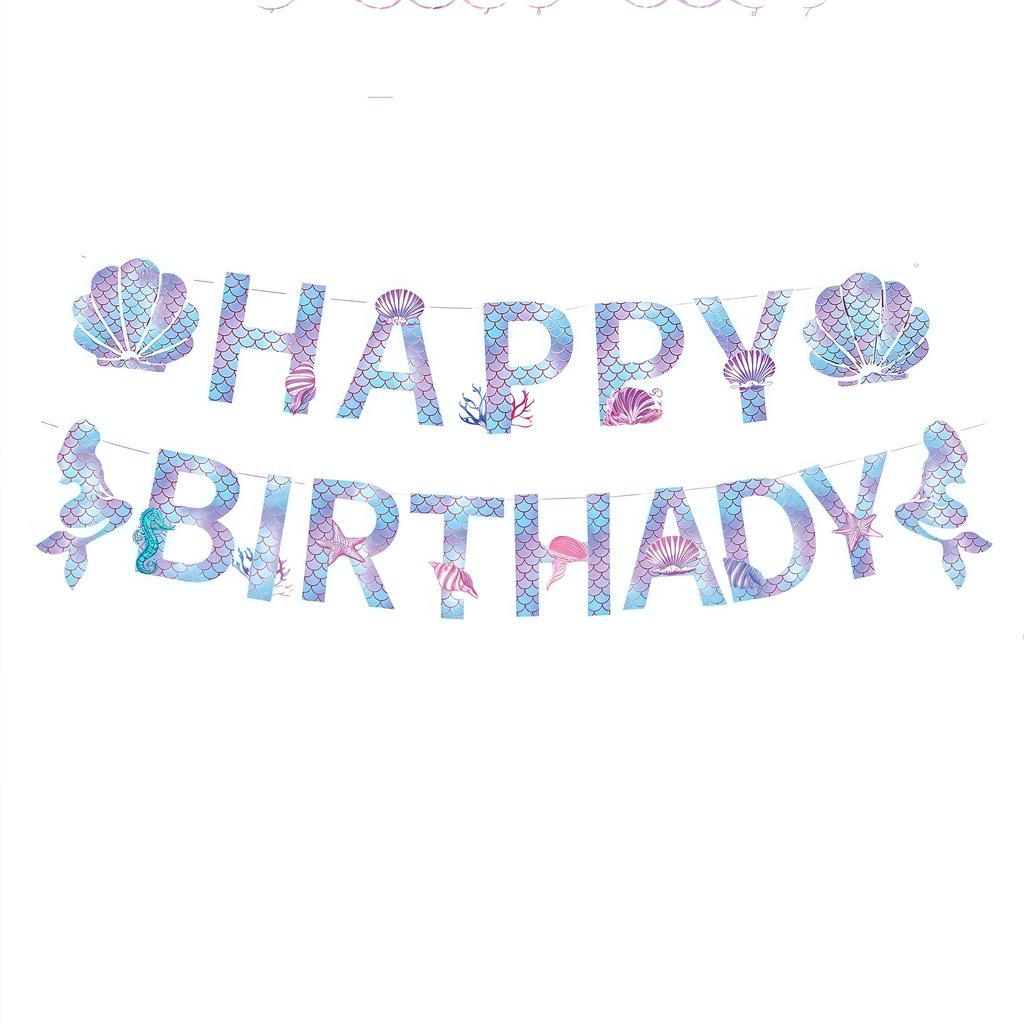 Mermaid Birthday Party Decoration Tableware Set Gradient Mermaid Plates Cups Napkins Balloons For Kids Girls Party Favors Gifts