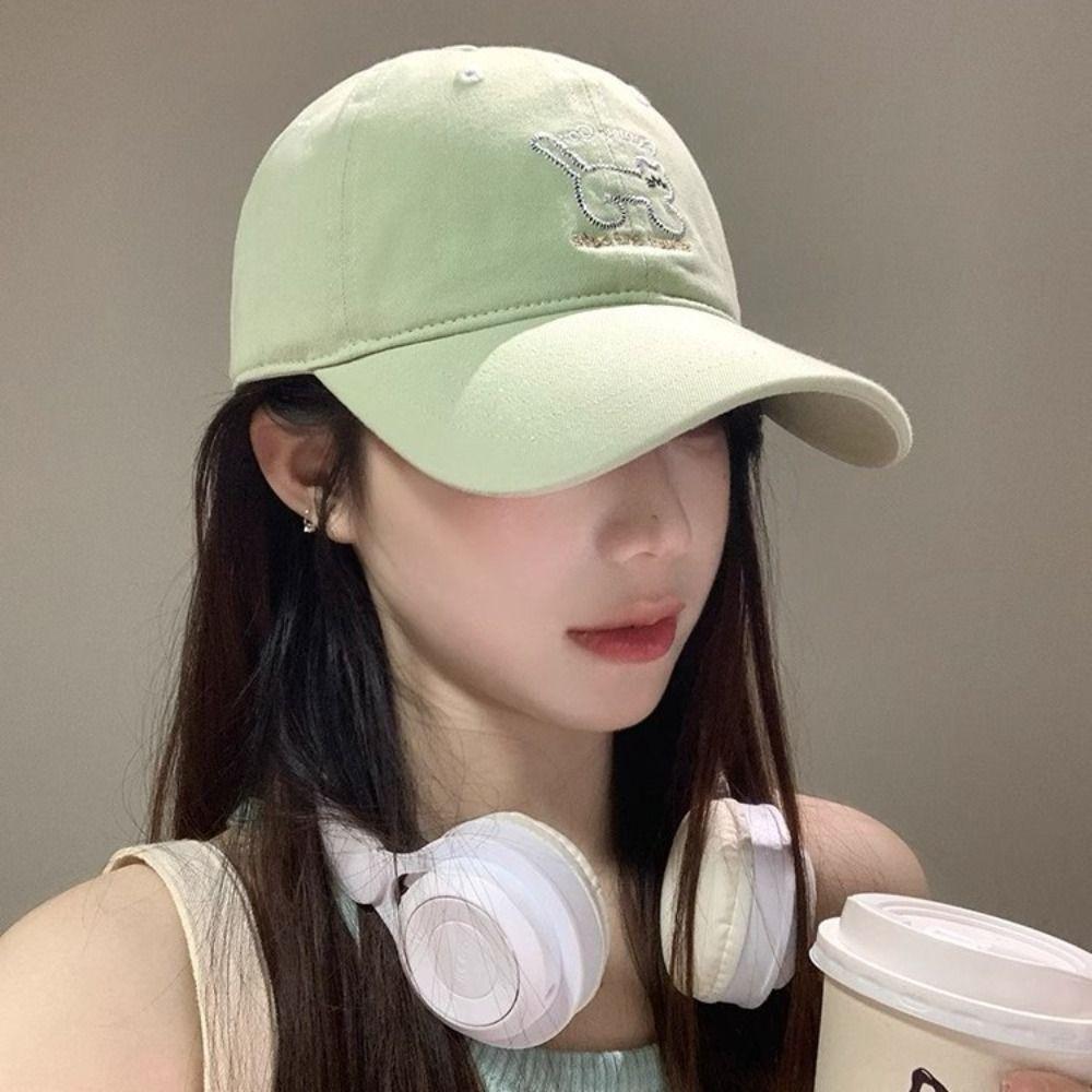 Korean Style Cat Embroidered Cap Breathable Cotton Peaked Hat Sunscreen Baseball Cap  Boys Girls