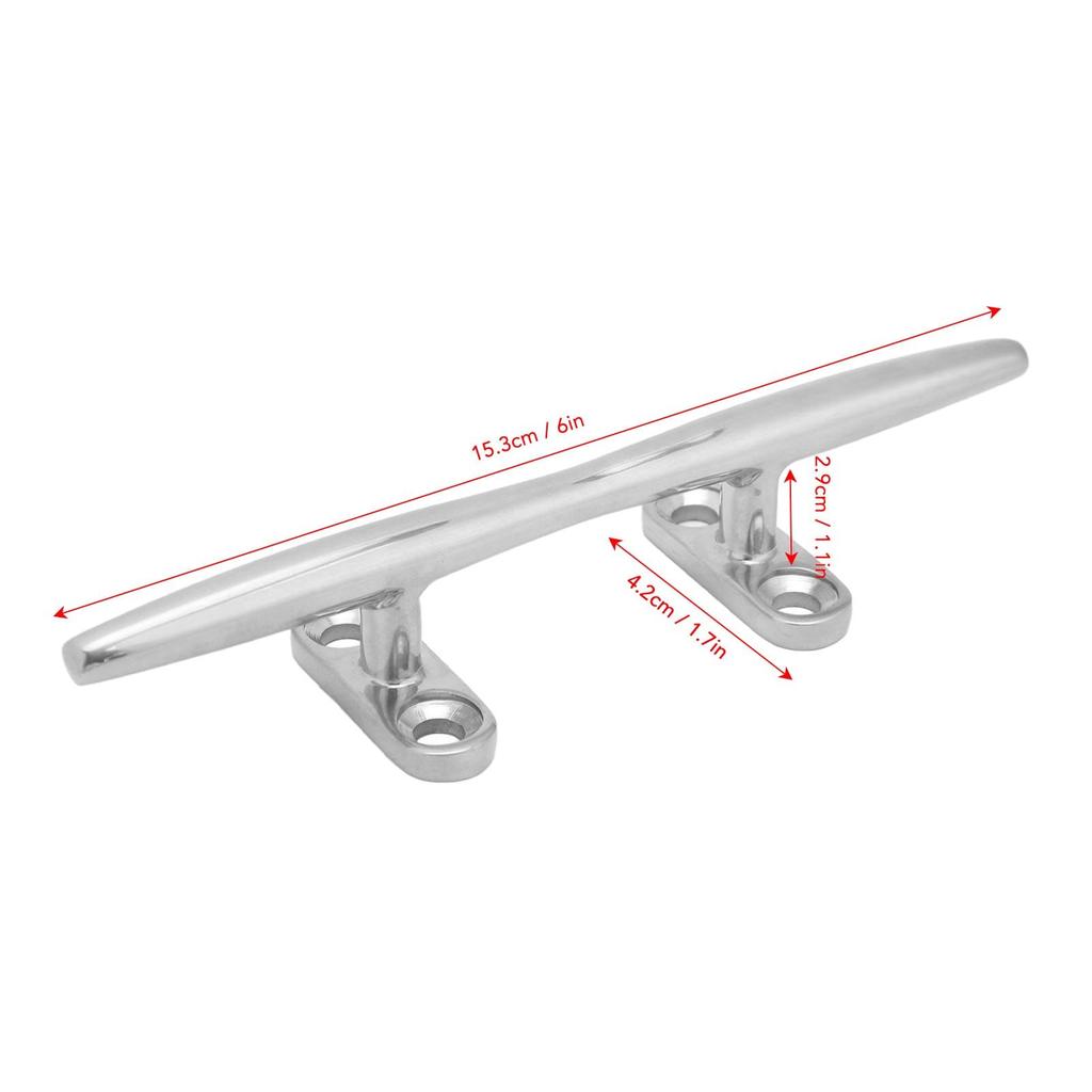 6" Stainless Steel Dock Cleat, Boat Yacht Mooring Rope Tie Down Anchor Cleat, High Strength for Marine Docks, Easy Installation