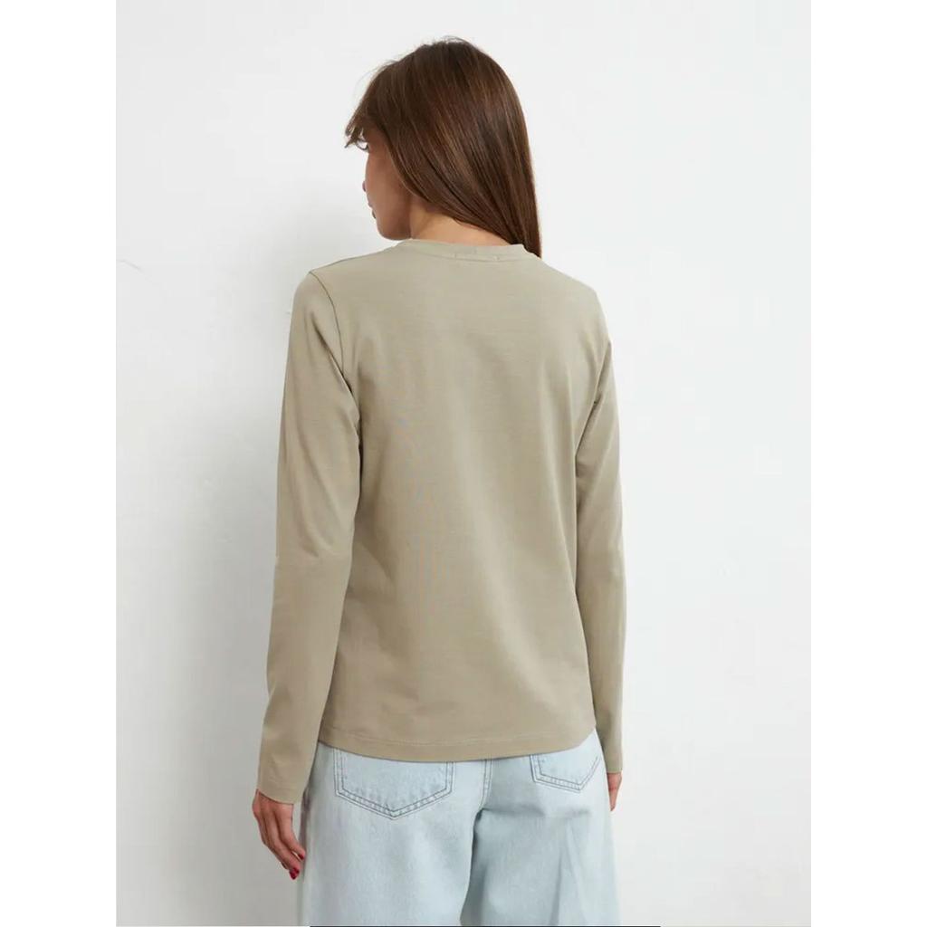 2025 Spring New Women's Cotton Long Sleeve T-Shirt Fashion Casual Versatile Office Round Neck Pullover Top